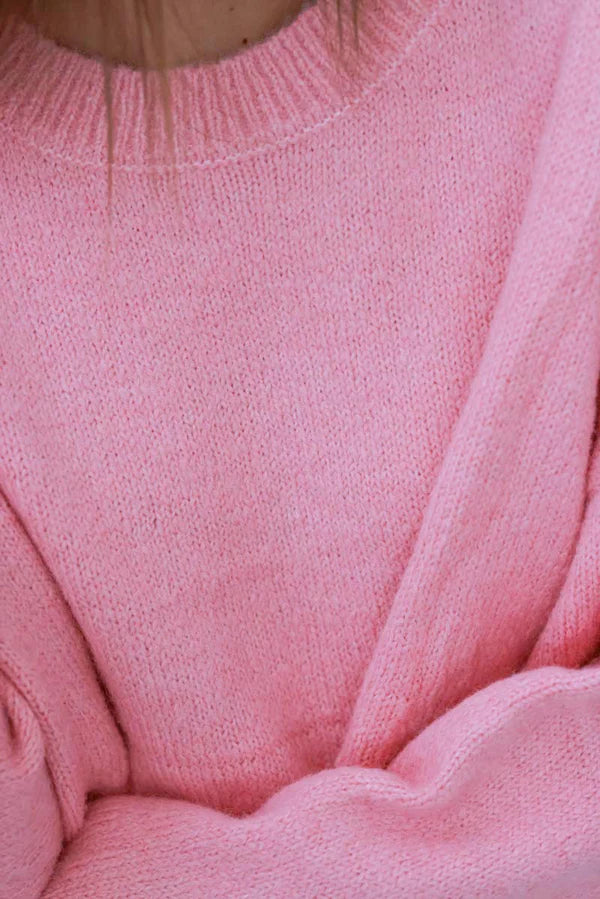 Pink Wool Blend Slouchy Sweater