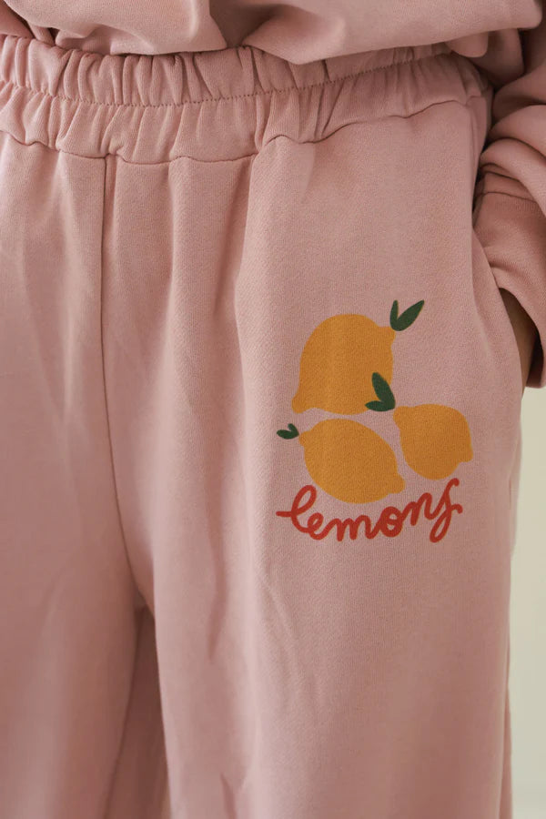 Powder Pink “Lemons” Knit Lounge Pants