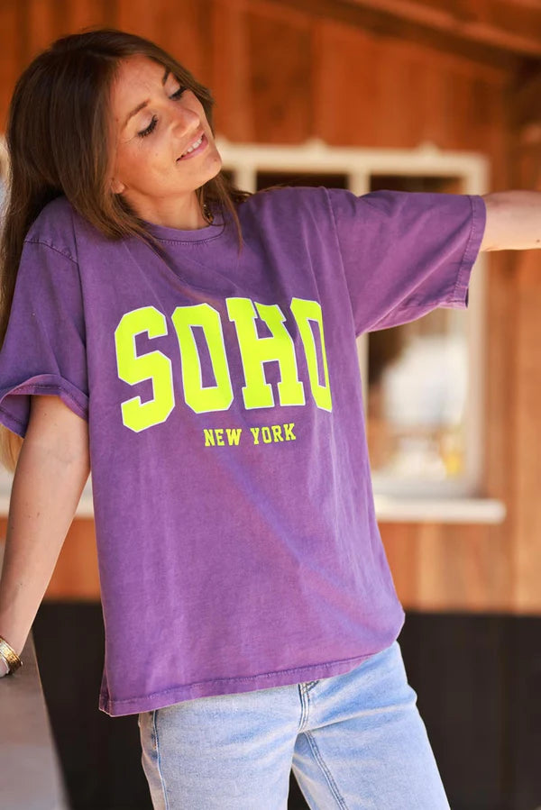 Purple SOHO New York Varsity Tee