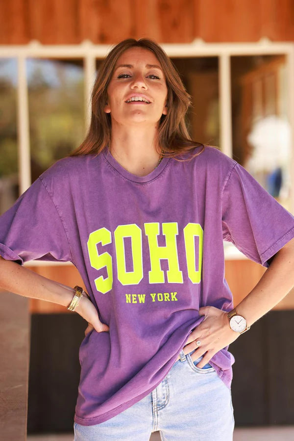 Purple SOHO New York Varsity Tee