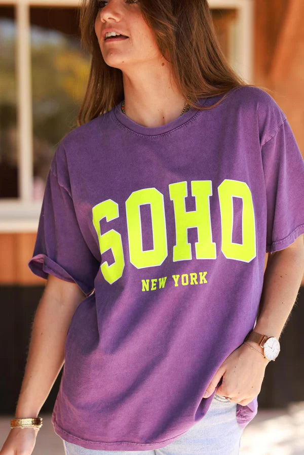 Purple SOHO New York Varsity Tee
