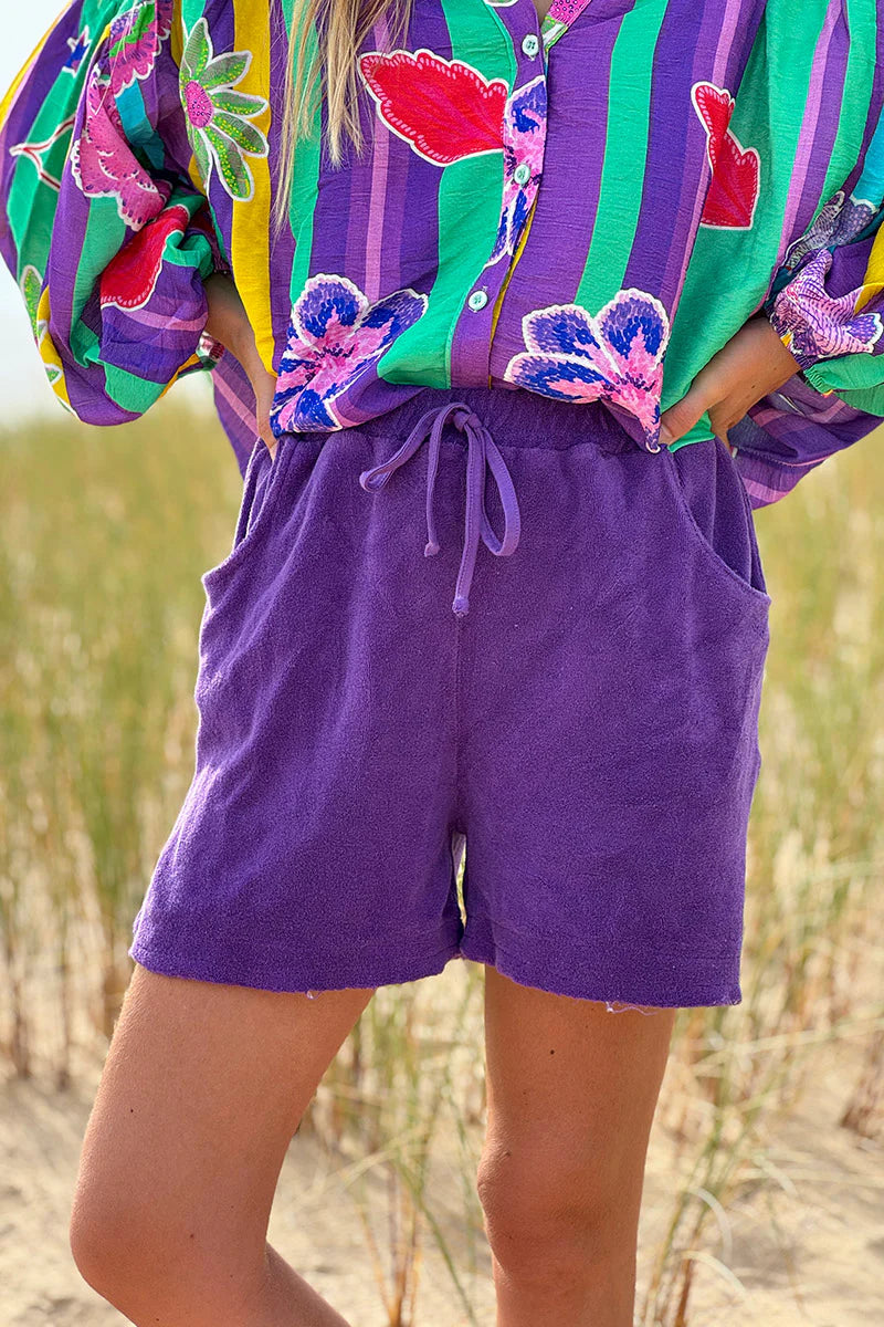 Purple Terry Cloth Shorts