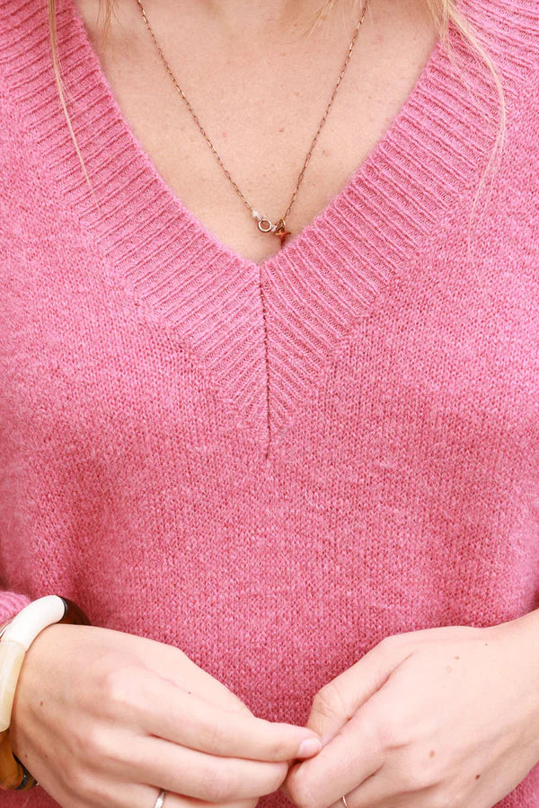 Rosewood Alpaca Knit V-Neck Sweater