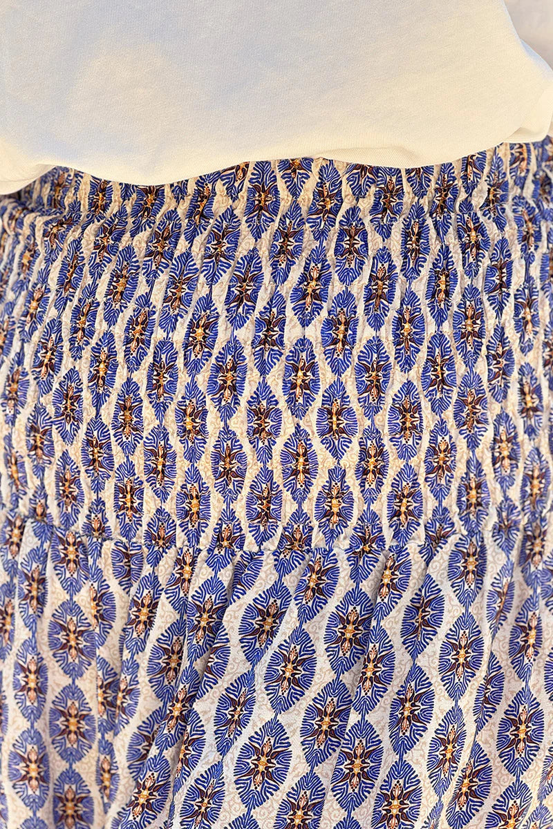 Royal blue Batik Print Boho Skirt