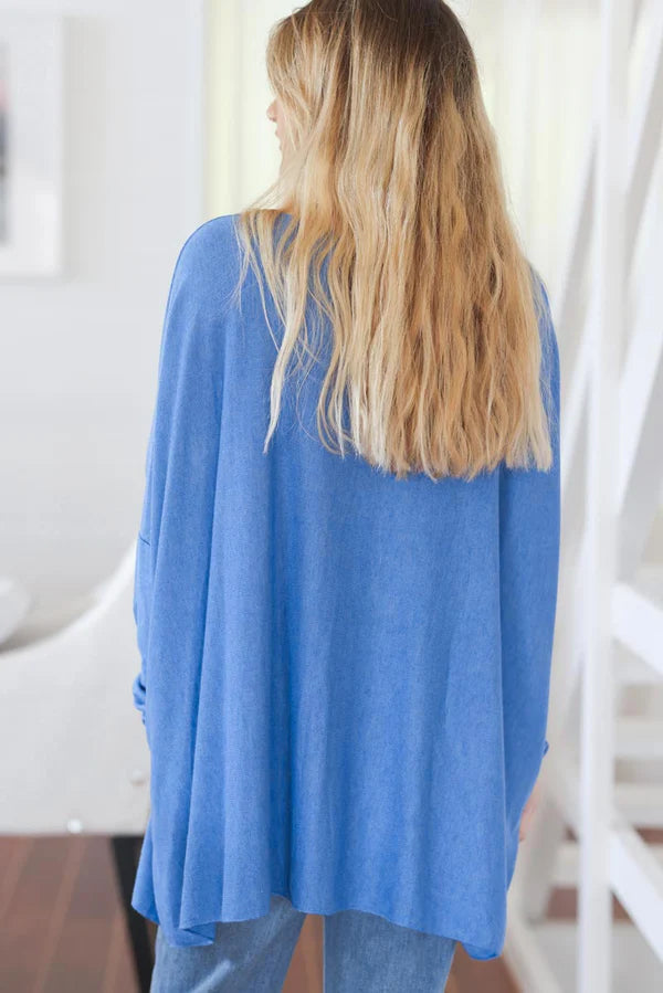 Royal blue oversized batwing sweater