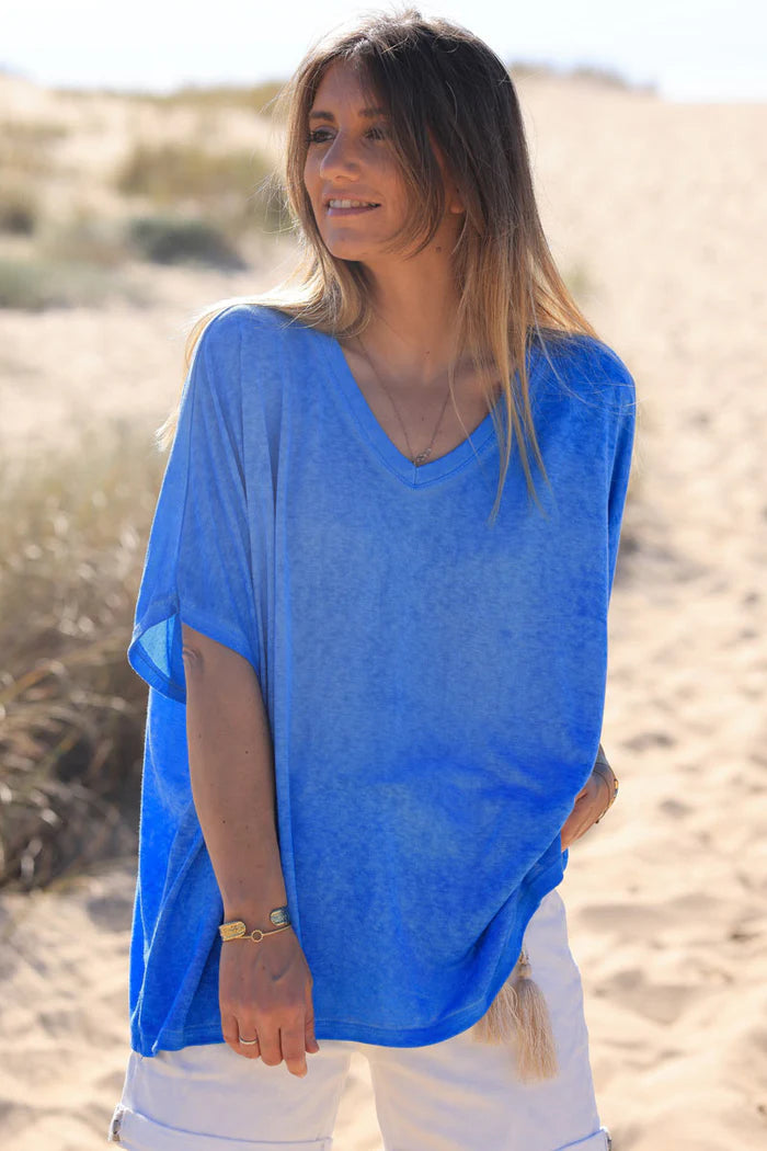 Royal blue relaxed fit batwing super soft t-shirt