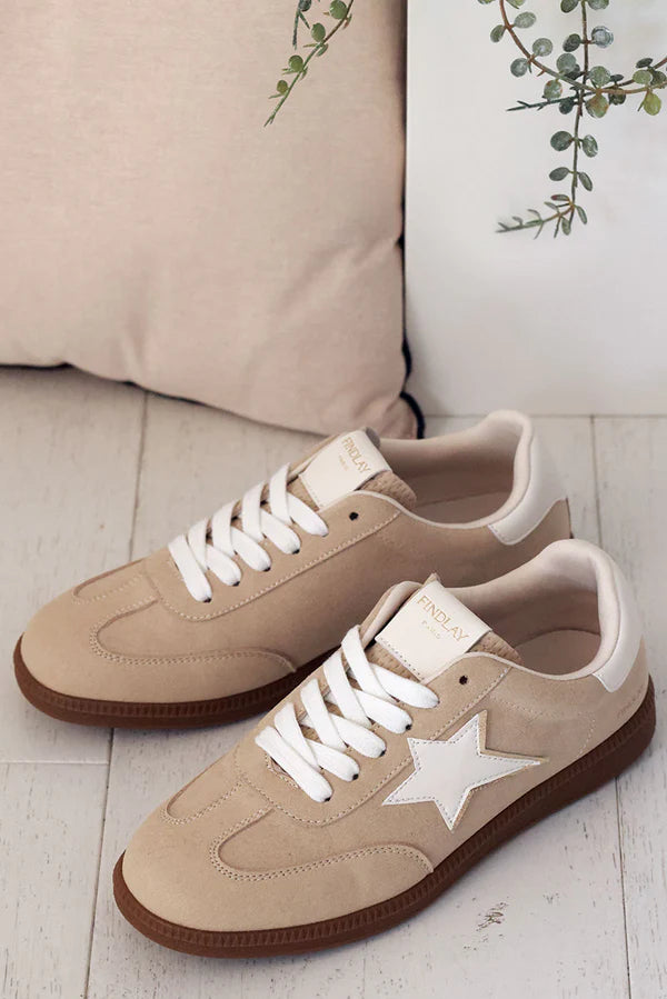 Taupe White Star Sueded Platform Sneakers