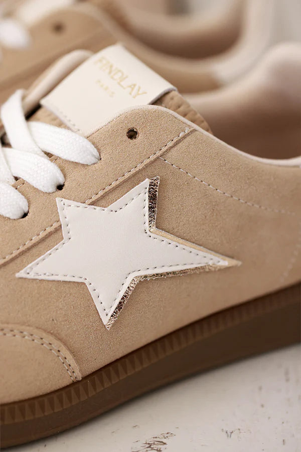 Taupe White Star Sueded Platform Sneakers