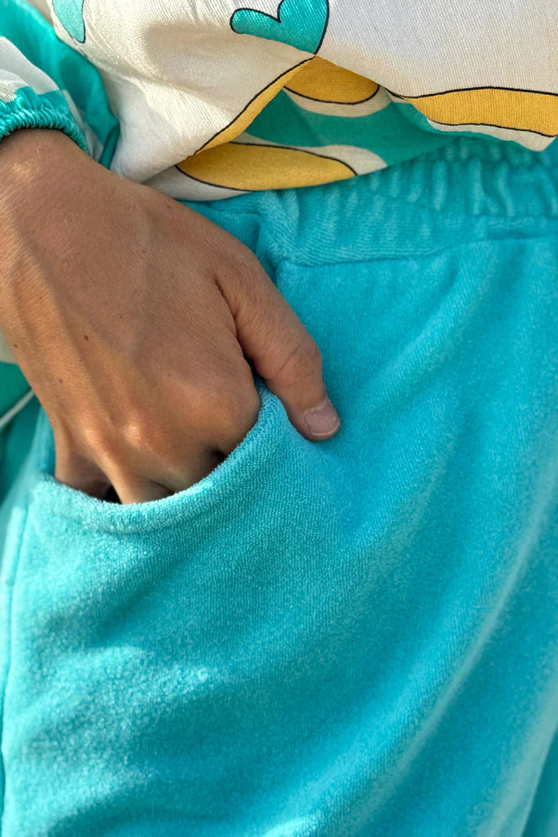 Turquoise Terry Cloth Shorts