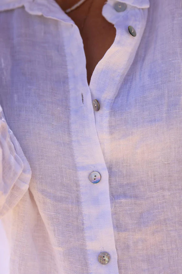 White 3/4 length sleeve floaty linen shirt