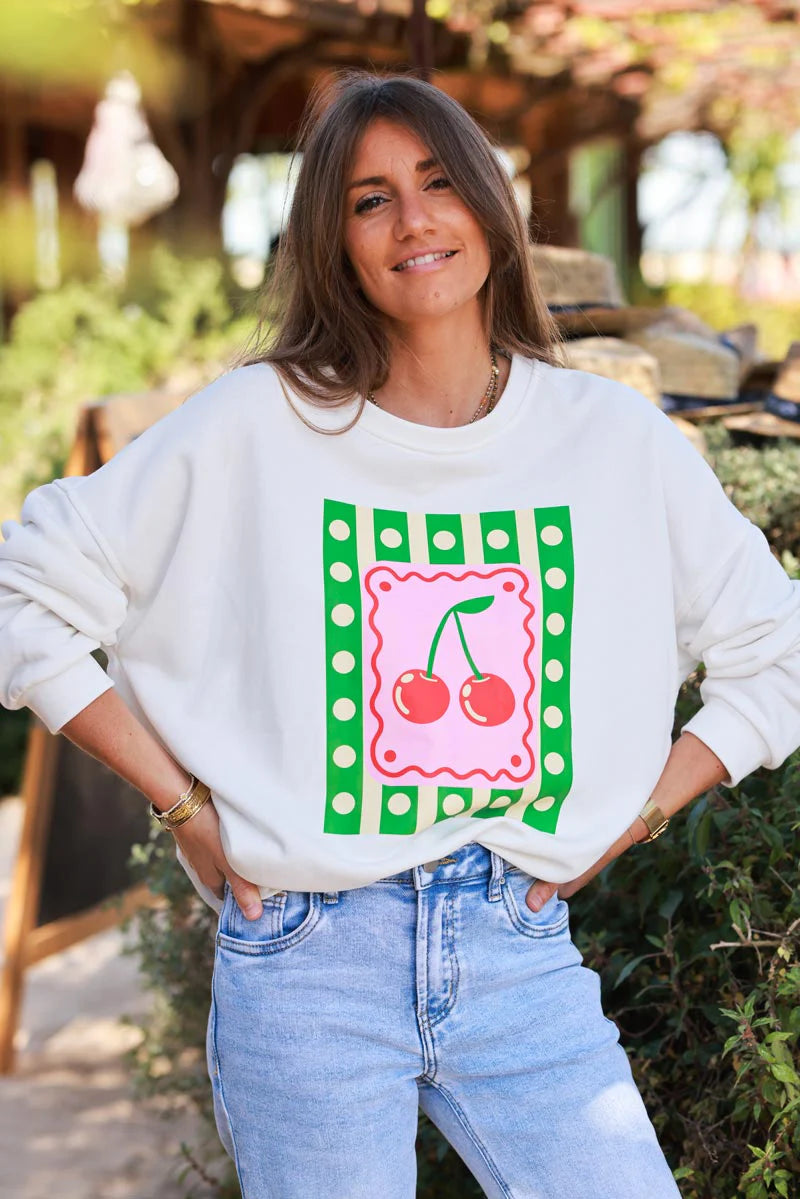 Off white Cherry Bomb Screen Print Sweater