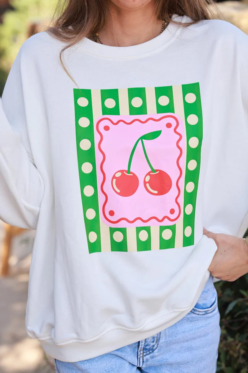 Off white Cherry Bomb Screen Print Sweater