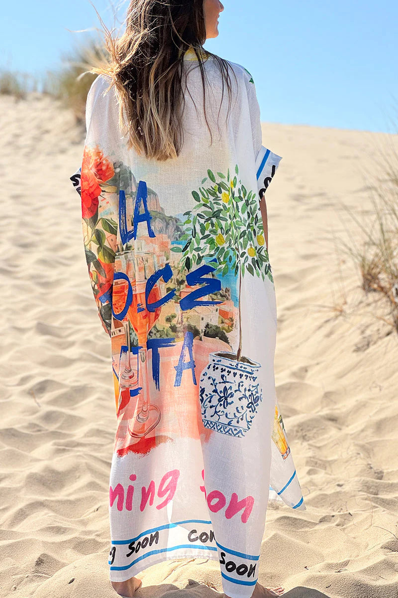White Mediterranean Summer Poplin Shirt Dress