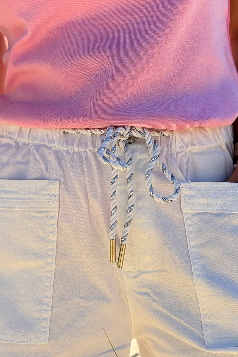 White Pull-On Hiking Shorts