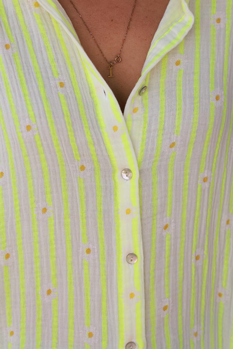 Yellow Daisy Stripe Button Down Blouse