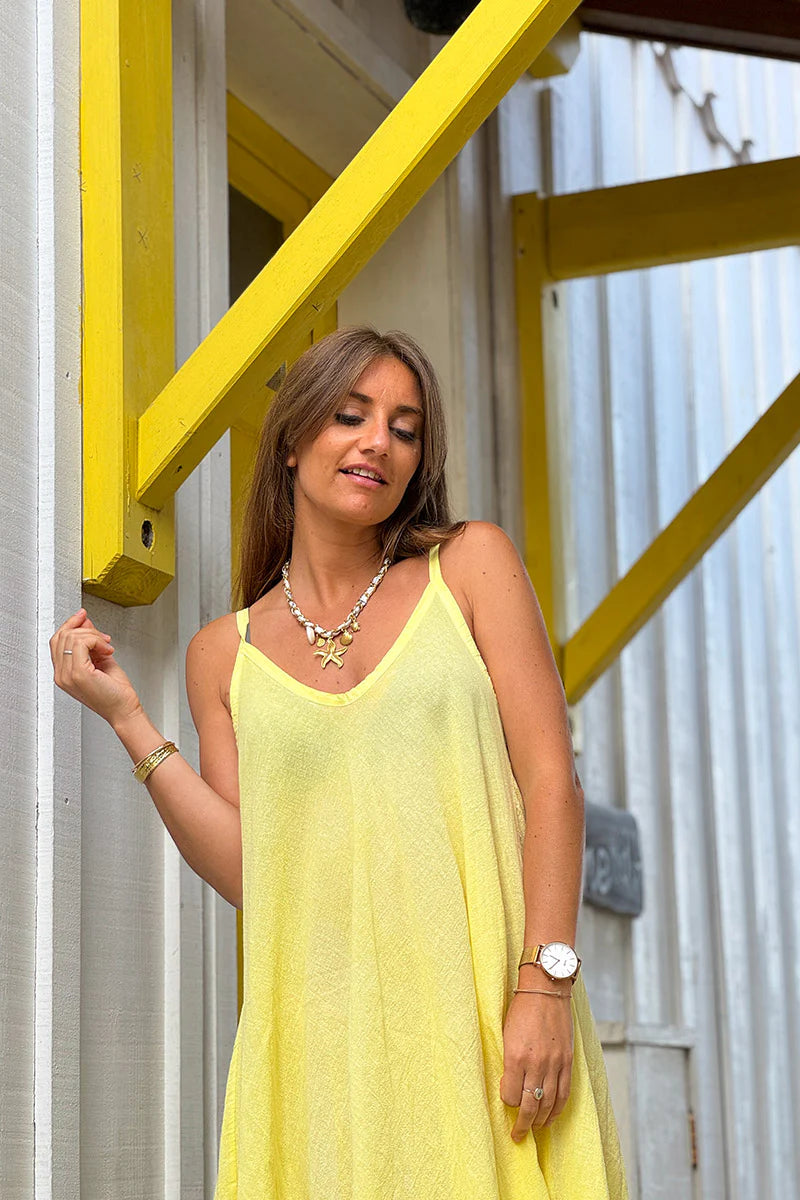 Yellow Linen Strappy Sundress