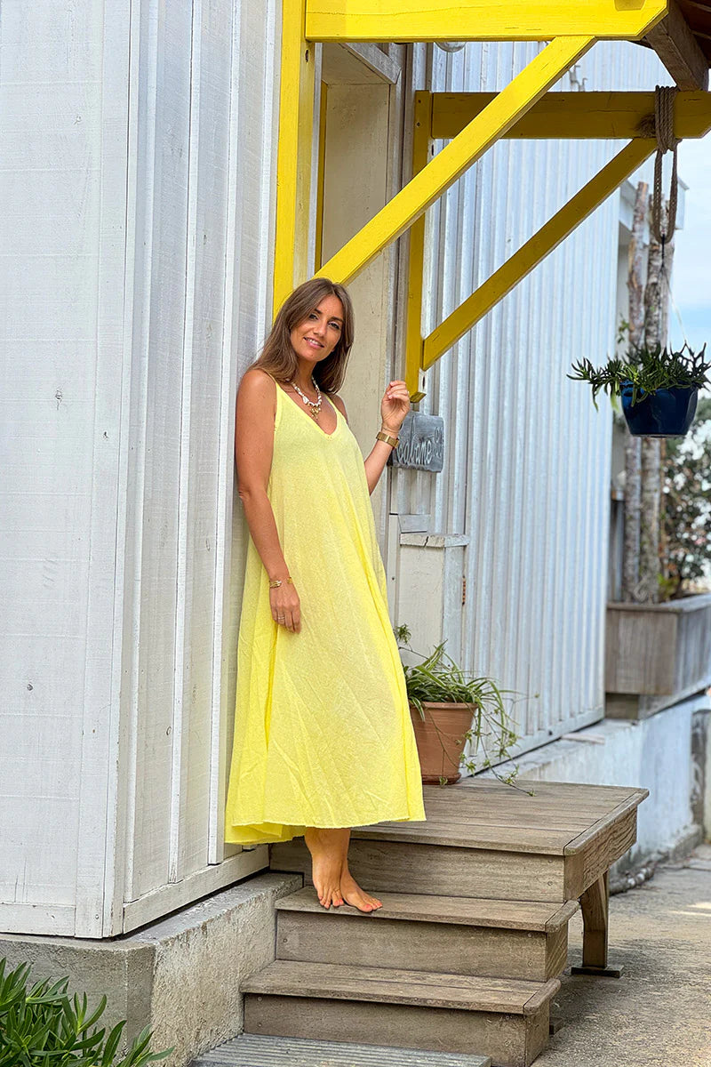 Yellow Linen Strappy Sundress