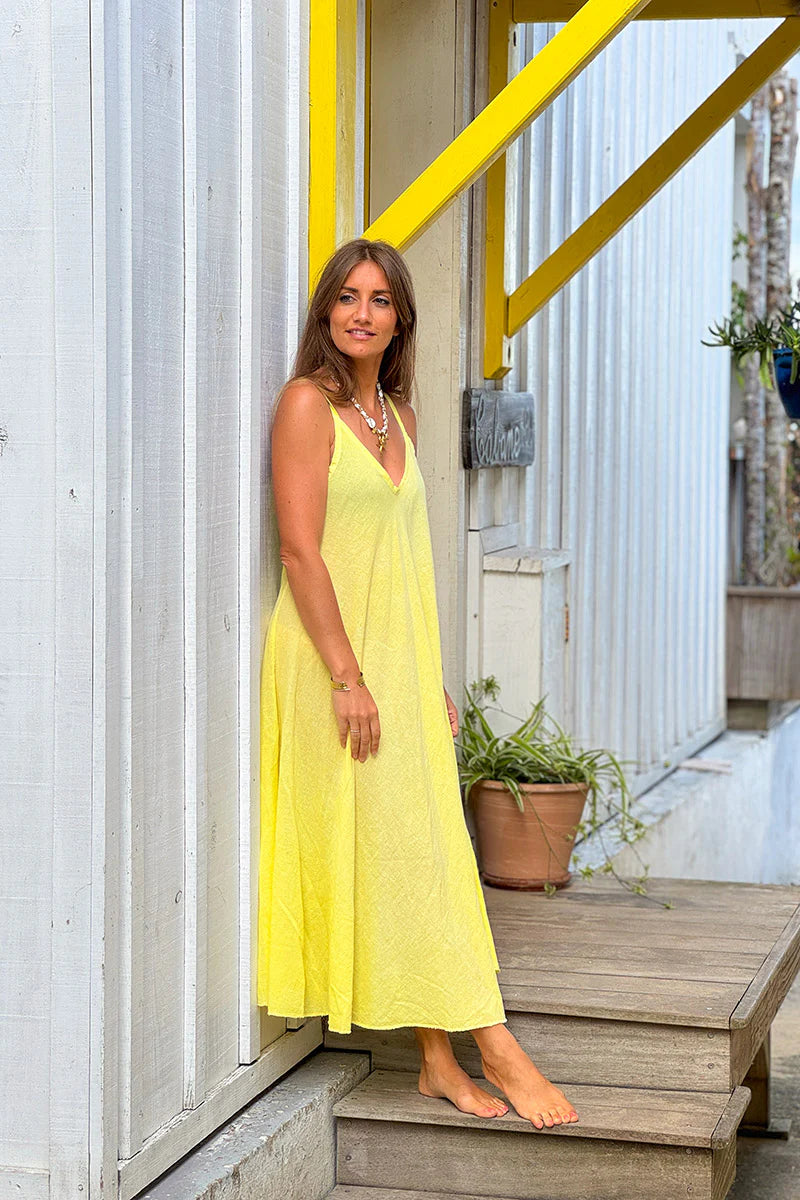 Yellow Linen Strappy Sundress