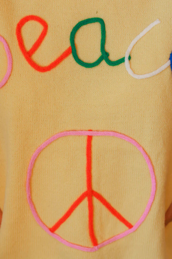 Yellow “Peace” Ringer Knit Top